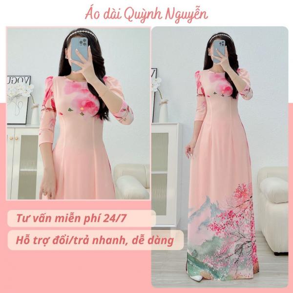 &Aacute;o d&agrave;i, &aacute;o d&agrave;i nữ lụa nhật in 6d sắc n&eacute;t tinh tế &aacute;o d&agrave;i tết bigsize &Aacute;o d&agrave;i Quỳnh Nguyễn M&Atilde; N33