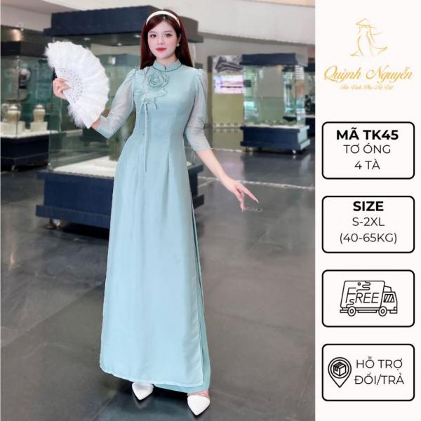 &Aacute;o d&agrave;i c&aacute;ch t&acirc;n &Aacute;O D&Agrave;I QUỲNH NGUYỄN &aacute;o d&agrave;i tơ &oacute;ng 4 t&agrave; k&eacute;t hoa nổi &aacute;o d&agrave;i thiết kế tay bồng M&Atilde; TK45