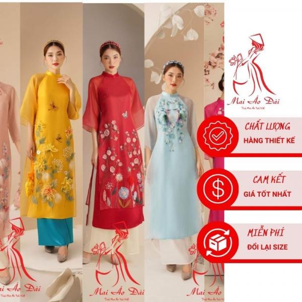 &Aacute;o d&agrave;i c&aacute;ch t&acirc;n nữ Mộc Tr&agrave; c&aacute;c m&agrave;u, 4 t&agrave; tơ &aacute;nh l&oacute;t lụa, đ&iacute;nh kết thủ c&ocirc;ng cao cấp - Mai &Aacute;o D&agrave;i