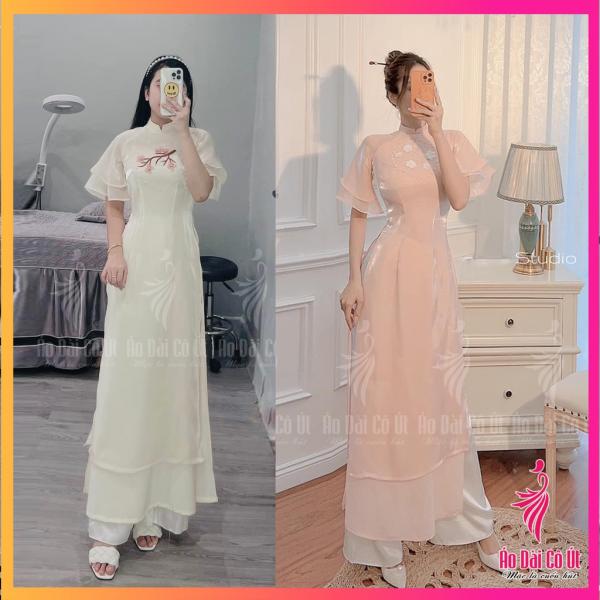 &Aacute;o D&agrave;i C&aacute;ch T&acirc;n Tay B&egrave;o C&aacute;nh Ti&ecirc;n 4 T&agrave; Đ&iacute;nh Hoa Mộc Mi&ecirc;n H&agrave;ng May Sẵn