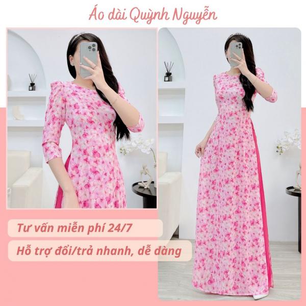 &Aacute;o d&agrave;i hoa nh&iacute;, &aacute;o d&agrave;i c&aacute;ch t&acirc;n lụa nhật in 6d &aacute;o d&agrave;i thiết kế tay bồng &Aacute;o d&agrave;i Quỳnh Nguyễn M&Atilde; N36