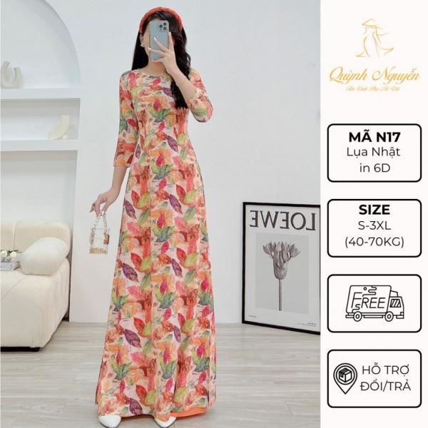 &Aacute;o d&agrave;i hoa nh&iacute; &Aacute;O D&Agrave;I QUỲNH NGUYỄN &aacute;o d&agrave;i lụa nhật in 6d hoa tiết trẻ trung &aacute;o d&agrave;i tay lỡ M&Atilde; N17
