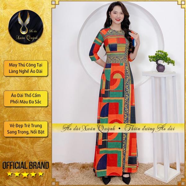 &Aacute;o D&agrave;i Họa Tiết Thổ Cẩm, T&ocirc;n D&aacute;ng Si&ecirc;u Đẹp Lụa Habutai Co D&atilde;n Mềm Mại K99 - &Aacute;o D&agrave;i Xu&acirc;n Quỳnh