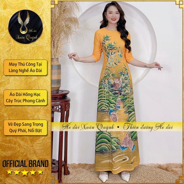 &Aacute;o D&agrave;i Hồng Hạc Sang Trọng, Nổi Bật Lụa Habutai Mềm Mại Co D&atilde;n K04 V&agrave;ng - &Aacute;o D&agrave;i Xu&acirc;n Quỳnh