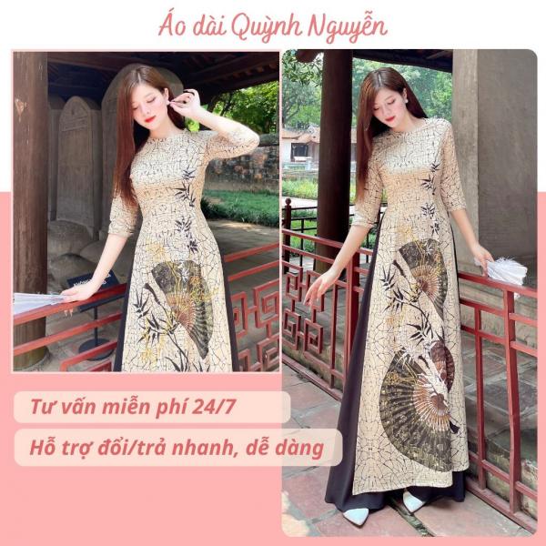 &Aacute;o d&agrave;i lụa, &aacute;o d&agrave;i thiết kế lụa nhật in 6d h&igrave;nh in sang trọng sắc n&eacute;t &Aacute;o d&agrave;i Quỳnh Nguyễn M&Atilde; LV66
