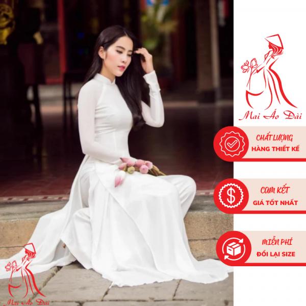 &Aacute;o d&agrave;i nữ 4 t&agrave; trắng chiffon cao cấp,chụp kỷ yếu, hội kh&oacute;a học sinh sinh vi&ecirc;n- Mai &Aacute;o D&agrave;i
