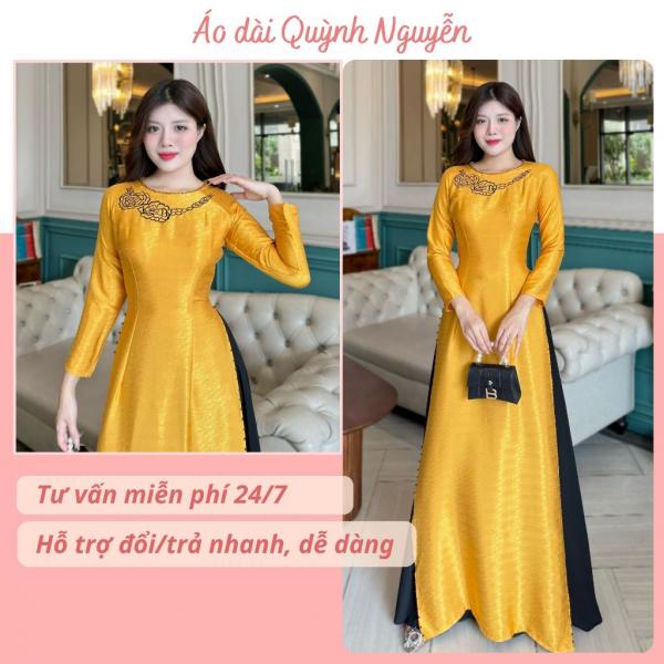 &Aacute;o d&agrave;i nữ, &aacute;o d&agrave;i thiết kế gấm v&acirc;n gỗ &aacute;o d&agrave;i th&ecirc;u thủ c&ocirc;ng kết tỉ mỉ &Aacute;o d&agrave;i Quỳnh Nguyễn M&Atilde; TK128
