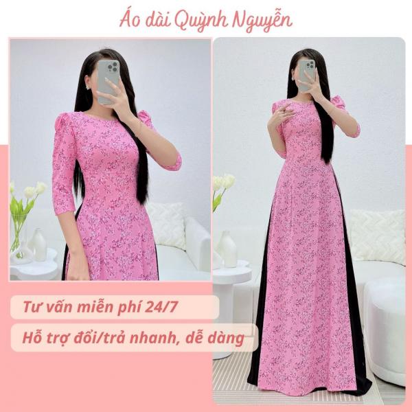 &Aacute;o d&agrave;i nữ, &aacute;o d&agrave;i thiết kế lụa nhật in 6d &aacute;o d&agrave;i tay bồng trẻ trung &Aacute;o d&agrave;i Quỳnh Nguyễn M&Atilde; N51