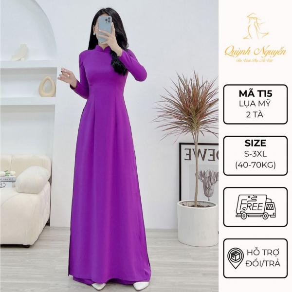 &Aacute;o d&agrave;i t&iacute;m &Aacute;O D&Agrave;I QUỲNH NGUYỄN &aacute;o d&agrave;i lụa mỹ t&iacute;m huế &aacute;o d&agrave;i t&iacute;m truyền thống cổ cao &aacute;o d&agrave;i nữ M&Atilde; T15
