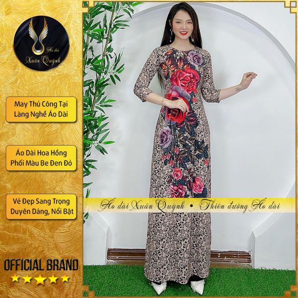 &Aacute;o D&agrave;i Truyền Thống Hoa Hồng, Sang Trọng Thanh Lịch Lụa Habutai K74 - &Aacute;o D&agrave;i Xu&acirc;n Quỳnh