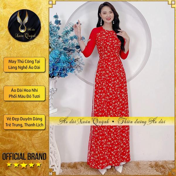 &Aacute;o D&agrave;i Truyền Thống Hoa Nh&iacute; Trẻ Trung Thanh Lịch, 4 T&agrave; Lụa Chiffon Cao Cấp HN68 - &Aacute;o D&agrave;i Xu&acirc;n Quỳnh