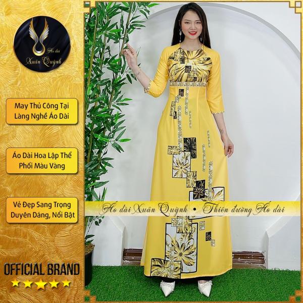 &Aacute;o D&agrave;i Truyền Thống Họa Tiết Lập Thể, Thanh Lịch Duy&ecirc;n D&aacute;ng Lụa Habutai K73 - &Aacute;o D&agrave;i Xu&acirc;n Quỳnh