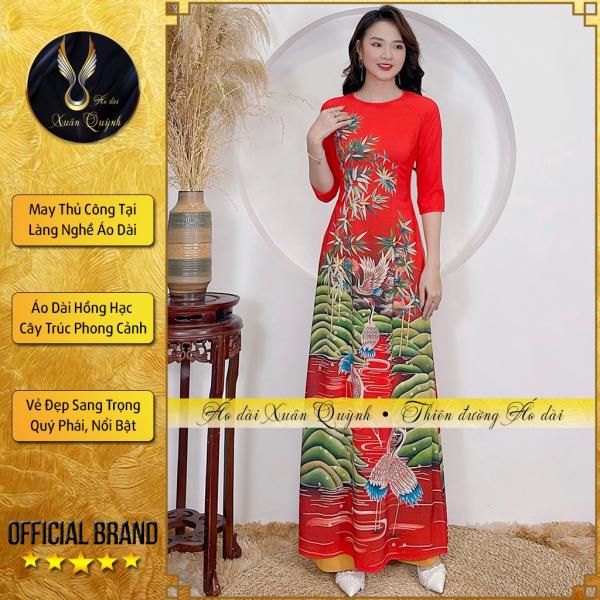 &Aacute;o D&agrave;i Truyền Thống Hồng Hạc Sang Trọng, Lụa Habutai Co D&atilde;n Mềm Mại K04 Đỏ - &Aacute;o D&agrave;i Xu&acirc;n Quỳnh