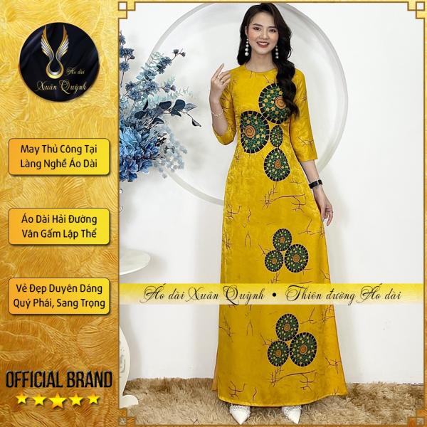 &Aacute;o D&agrave;i Truyền Thống Lụa Hải Đường V&acirc;n Gấm, Sang Trọng Duy&ecirc;n D&aacute;ng HD02 - &Aacute;o D&agrave;i Xu&acirc;n Quỳnh