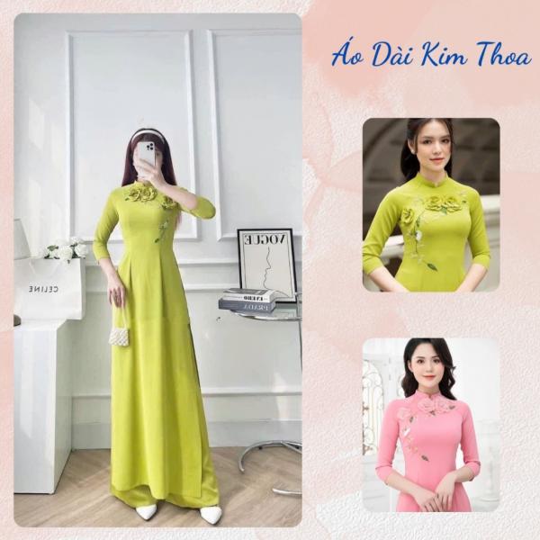 Áo Dài Truyền Thống Nữ Hoa Thủ Công TN05