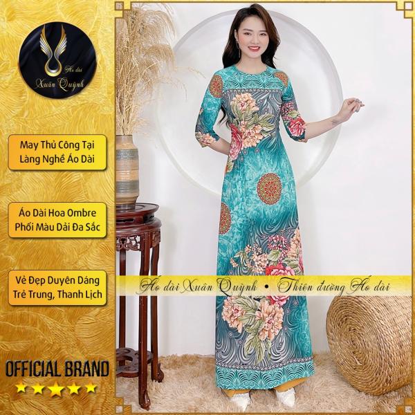 &Aacute;o D&agrave;i Truyền Thống Phối Hoa M&agrave;u Ombre Trẻ Trung, Thanh Lịch Lụa Habutai D1 - &Aacute;o D&agrave;i Xu&acirc;n Quỳnh