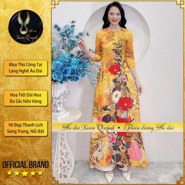 &Aacute;o D&agrave;i Truyền Thống Phối Hoa, Sang Trọng Nổi Bật Lụa Habutai Mềm Mại Co D&atilde;n K54 - &Aacute;o D&agrave;i Xu&acirc;n Quỳnh