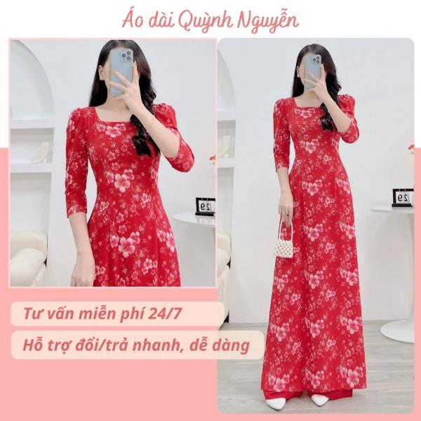 [M&atilde; 6SPIKE3 giảm 50K đơn 150K] &Aacute;o d&agrave;i c&aacute;ch t&acirc;n, &aacute;o d&agrave;i hoa nh&iacute; lụa nhật in 6d &aacute;o d&agrave;i tết M&Atilde; N27