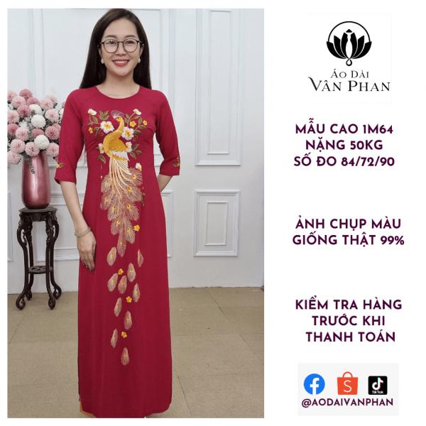 Tặng 45 &aacute;o d&agrave;i th&ecirc;u vải chiffon đỏ đ&ocirc; th&ecirc;u con c&ocirc;ng (KH&Ocirc;NG GỒM QUẦN)